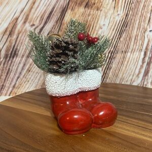Festive Red Santa Boot Holiday Decoration
